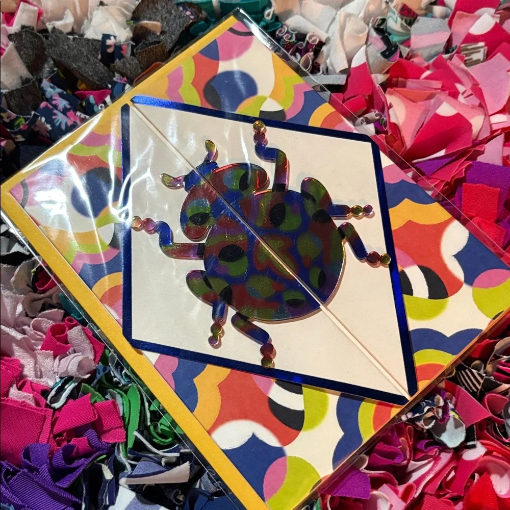 💎RARE💎🆕American Greetings-Papyrus Metallic Beetle Bug Greeting Card